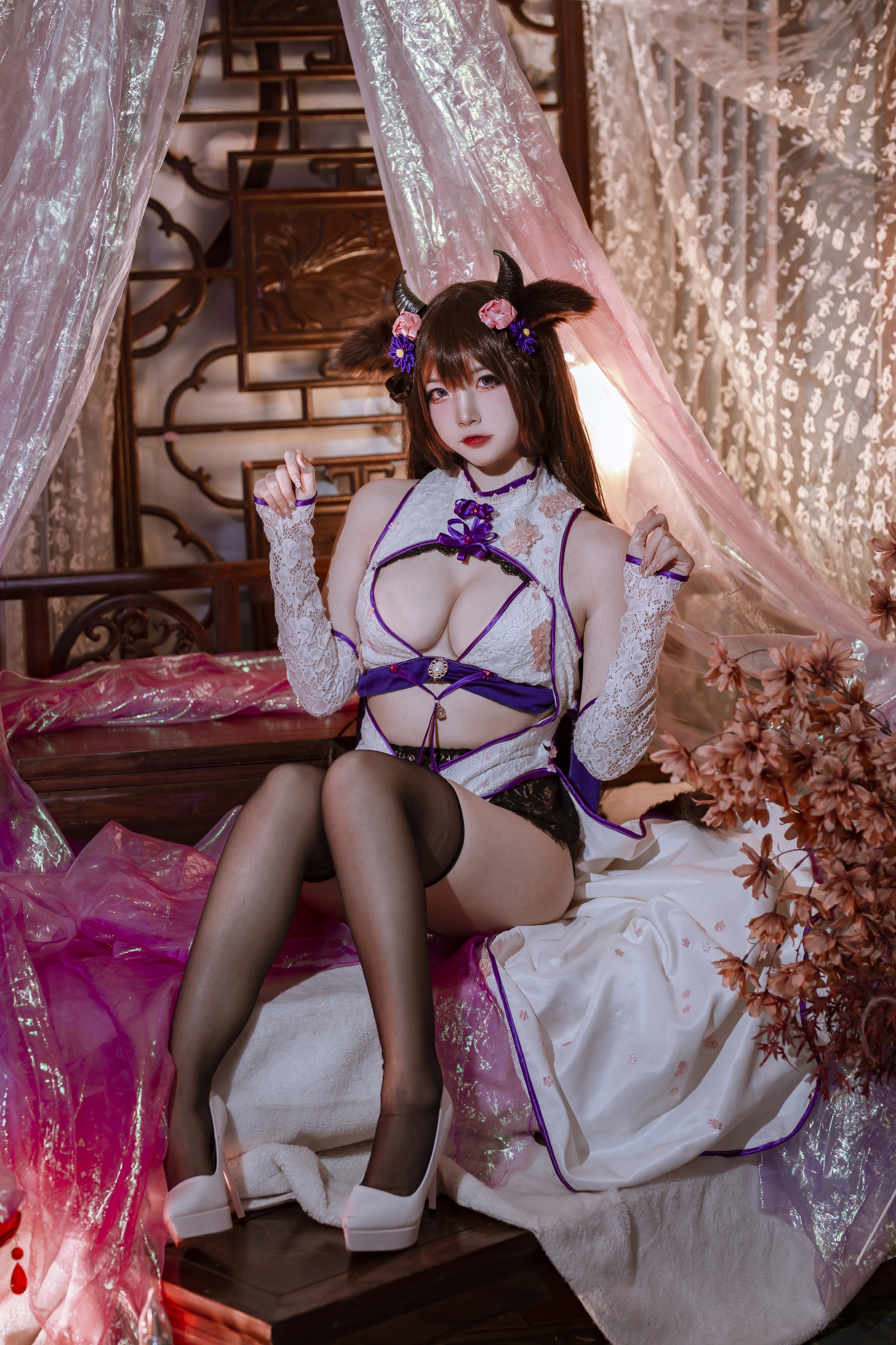 图片[1]-二佐Nisa – NO.152 碧蓝樫野旗袍[24P]-XikXak